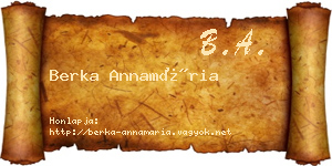 Berka Annamária névjegykártya